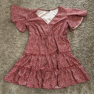 SHEIN Red Floral Midi Dress
